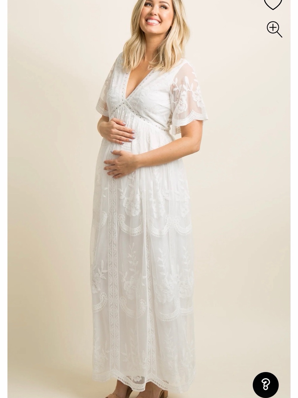 Pinkblush White Lace Maternity Maxi Dress